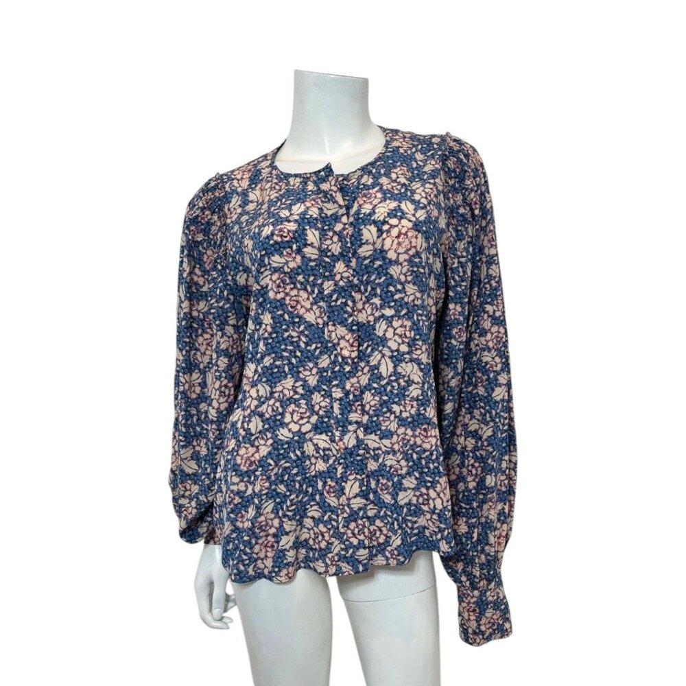 Isabel Marant Berny Floral Print Blouse in Blue Size FR 44